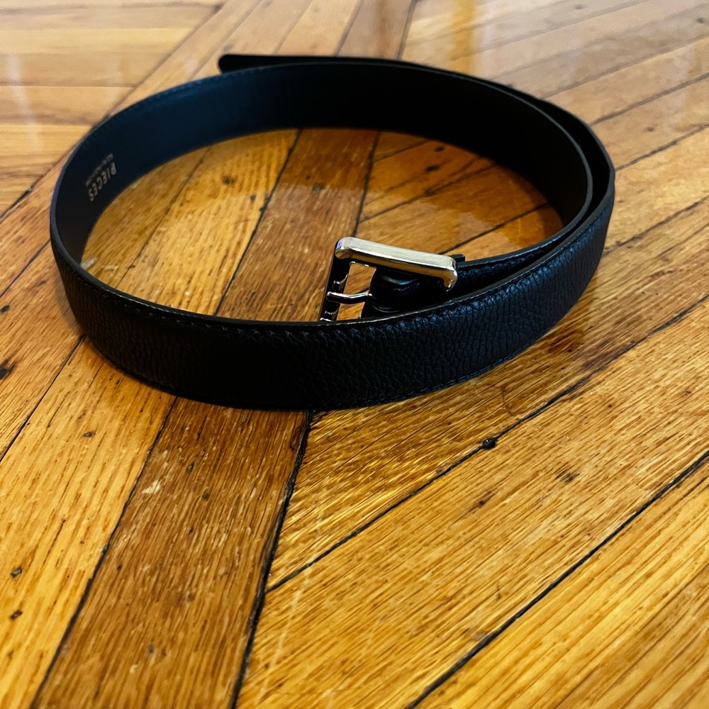 Elegant Black Belt with Silver Buckle
